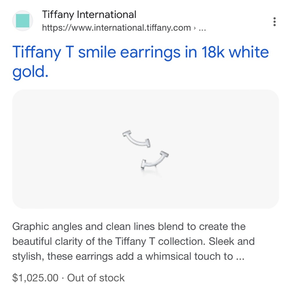 Tiffany T smile earrings in 18k white gold.l